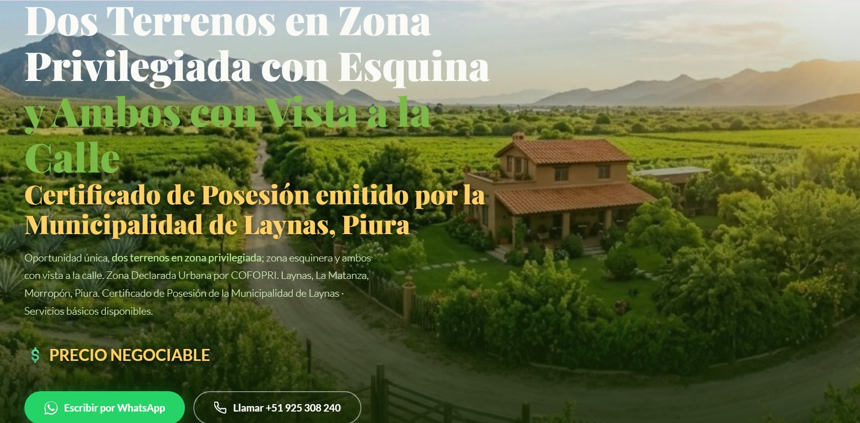 Terreno Peruano – landing page preview